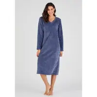 Damart - Thermolactyl nachthemd van tricot met reliëf - Blauw - 54-56 (XXL)