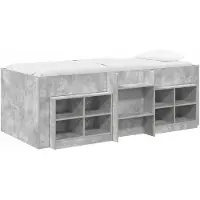 vidaXL - Loft - Bed - Frame - met - Kast - met - plank - 3 - st - Betongrijs - Bewerkt - hout
