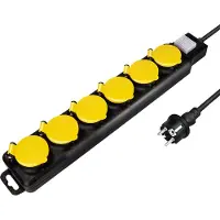 Logilink LPS256 stekkerdoos 1,5 meter 6-voudig Buiten Zwart, Geel