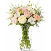 Natural Living Bloemenvaas Rosa - trompet vaas model - transparant glas - 12 x 26 cm