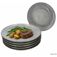 MamboCat 6-delige set SID Light dinerborden met groeven-relief van steengoed – 24320852