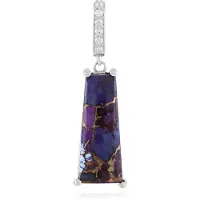 Cavill - Luxe Zilveren Hanger Platina Geplateerd - 11,32ct Purper Mojave Turkoois - Fancy Cabochon Slijpsel - 925 Sterling Zilver - Zirkonen Tanzanië