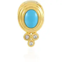 Cavill - Ovale Sleeping Beauty Turkoois Hanger - 925 Sterling Zilver Verguld - 7x5 mm - 3 Ronde Zirkonen 0,739 ct - Modern & Elegant Sieraad