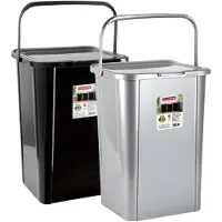 PlasticForte Recycling afvalbakken - set 2x - zwart/zilver - 45L - afsluitbaar - 34 x 40 x 54 cm