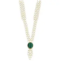Cavill - Verguld 925 Sterling Zilver Halsketting met 4,5 ct Ovale Malachiet uit Congo - Elegante Groene Edelstenen Ketting voor Dames - Luxe Sieraad
