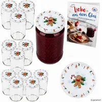 MamboCat 12-delige set ronde glazen 1062 ml tot 82 Candyman deksels incl. Diamant Gelierzauber receptenboekje