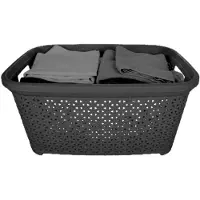 Storage solutions wasmand - 35 liter - donkergrijs - 54 x 37 x 26 cm - Kunststof - Draagmand