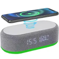 COOAU Draagbare Speaker - Bluetooth Speaker - met Draadloos Opladen - Dimbaar Nachtlampje - Radiowekker - 15W
