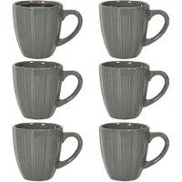 Home Deco Factory koffiemok / thee beker - 6x - donkergrijs - 33 cl - keramiek - vaatwasser bestendig - servies - bekers