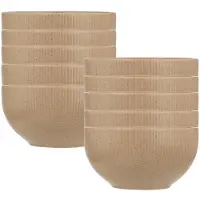 Secret De Gourmet Soepkommen Memphis - 10x - D14 cm - 600 ml - beige - keramiek - schaaltjes - kommetjes - stapelbaar