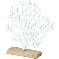 Home & Styling Koraal Metaal Op Voet 24x6x27cm Wit wit Metaal Decoratief beeld