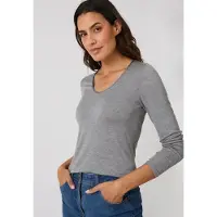 Damart - Thermolactyl Sensitive T-shirt lange mouw V-hals - Dames - Grijs - 46-48 (L)