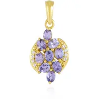 Cavill - 925 Sterling Zilver Hanger - 1.63 ct Ovale Blauwe Paarse Tanzaniet & Zirkonia - Elegant Edelsteen Sieraad - Stijlvol Feestelijk Accessoire