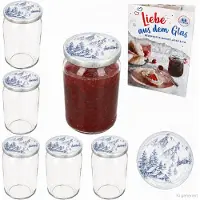 MamboCat 6-delige set ronde glazen 720 ml To 82 Alpen-deksels incl. Diamant Gelierzauber receptenboekje