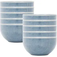 Secret De Gourmet Soepkommen Memphis - 10x - D14 cm - 600 ml - blauw - keramiek - schaaltjes - kommetjes - stapelbaar