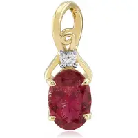 Cavill - 9K Geelgouden Hanger - AAA Braziliaanse Ovale Rubelliet 0,62 ct - Ronde Zirkoon 0,03 ct - Luxe Elegant Sieraad Rood Goud