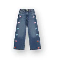 Vingino Meisjes Extra wide leg Jeans Cassie Hearts Meisje Blauw 134