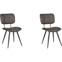 Label51 Gus eetkamerstoel microfiber antraciet - set van 2 stoelen