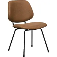 Label51 Eetkamerstoel Bello - Cognac - Kunstleder - Zwart Metalen Frame