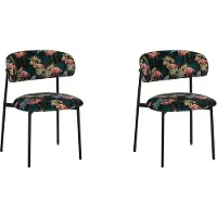 Label51 Eetkamerstoel Ferry - Printed Flamingo - Velvet - Zwart Metalen Frame
