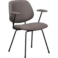 Label51 Eetkamerstoel Rivano - Taupe - Kunstleder - Zwart Metalen Frame