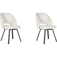 Label51 Eetkamerstoel Lewis - Creme - Chenille - Zwart Metalen Frame