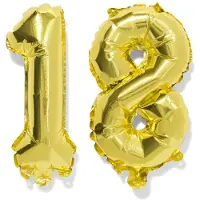 HEMA Folieballon Getal 18 60cm Goud (goud)