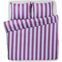 HEMA Dekbedovertrek 200x200/220cm Zacht Katoen Strepen Blauw-paars (multi)