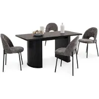 Idimex Eetkamerset GUARDA met tafel en 4 stoelen – zwart & grijs