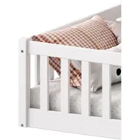 Idimex Vloerbed GUSTAVO met uitvalbescherming massief grenen wit 90 x 200 cm Vloerbed met uitvalbescherming Montessori kinderbed - Hoofdafbeelding