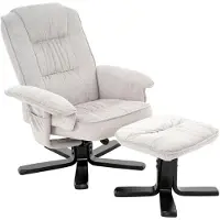 Idimex Relaxstoel CHARLY met voetenbankje van corduroy – wit