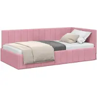 vidaXL Hoek Bed Frame met hoofdeinde Roze 90 cm x 190 cm Fluweel