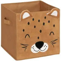Atmosphera Opbergmand kastmand - voor kinderkamer - dieren thema luipaard - 29 x 29 x 29 cm - Vakkenkast manden - karton - bruin/wit