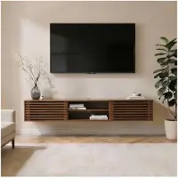 Idimex Lowboard RIAN 175 cm, hangend, van massief hout – afwerking in kastanjebruin