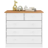Idimex Commode RONDO met 5 lades in wit/bruin