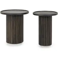 Idimex SARDA salontafelset, rond, van massief mangohout – bruin/wit