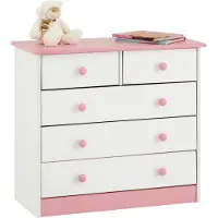 Idimex Commode RONDO met 5 lades in wit/roze