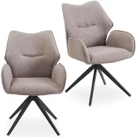 Idimex Eetkamerstoelen TIMNA, set van 2, 360° draaibaar – taupe