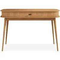 Idimex JARI-bureau met lamellenlook van massief hout – eikenkleuren