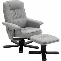 Idimex Relaxfauteuil CHARLY met voetenbankje en stoffen bekleding – grijs/zwart