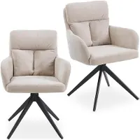 Idimex Eetkamerstoelen ELARA, set van 2, 360° draaibaar – beige