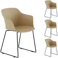 Idimex FORO tuinstoel in beige in een set van 4 gemaakt van kunststof en aluminium, weerbestendig en UV-bestendig, eenvoudig en stijlvol ontwerp