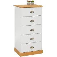 Idimex Commode PARIS met 5 lades en schelpvormige handgrepen in wit/bruin