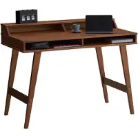 Idimex Bureau LUNA met 2 open vakken, van massief hout in kastanjekleur