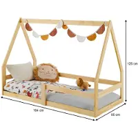 Idimex Huisbed LUISA Kinderbed in huisvorm, 80 x 160 cm, naturel, dennenhout Kinderbed met uitvalbescherming, ideaal om te slapen en te spelen, vloerbed, Montessori - hoofdafbeelding