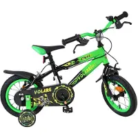 Volare Strike kinderfiets - voor jongens - 12 inch - zwart/groen - met twee handremmen