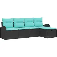 vidaXL Tuinset met 5 zitplaatsen, zwart, van polyrotan