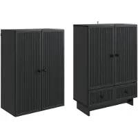 vidaXL Kast Set 2 st Zwart Bewerkt hout