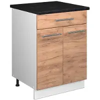 Vicco Onderkast voor spoelbak/kookplaat Fame-Line, Goudkleurig Eiken/Wit, 60 cm met lade, WB Antraciet