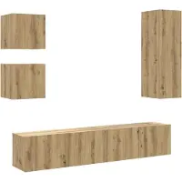 vidaXL 5-delig Tv-meubelset wandmontage bewerkt hout artisanaal eiken